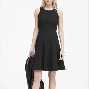 Banana Republic Womens Black Stretch Racerback Fit-and-Flare Size 0